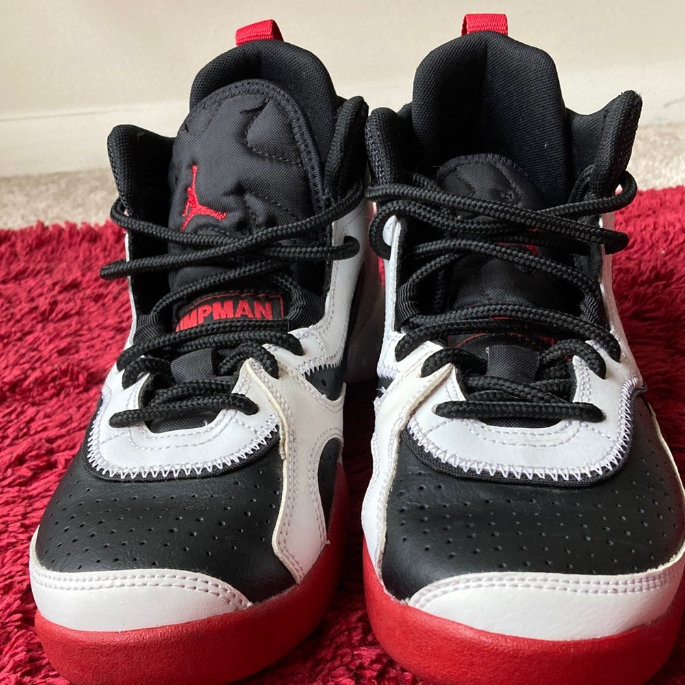 Kids Black, White & Red Basketball Sneakers - Jordan-Inspired(women size 7.5)
